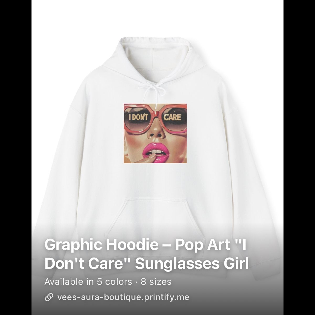 I don’t care pop art graphic hoodie